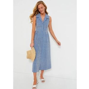 Tuckernuck Pomander Place Blue Eyelet Sleeveless Noelle Maxi Dress S